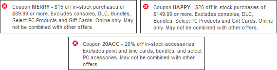 Gamestop Coupon Codes - December 2011